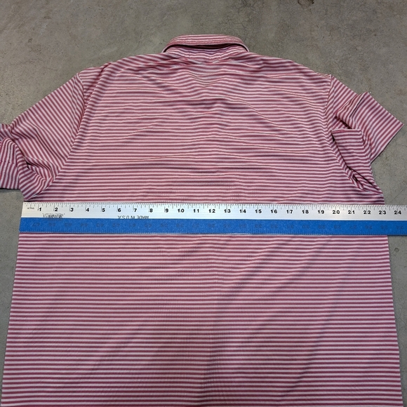 RLX Performance Golf Polo Mens L Red White Striped Society Of Seniors - Picture 5 of 6